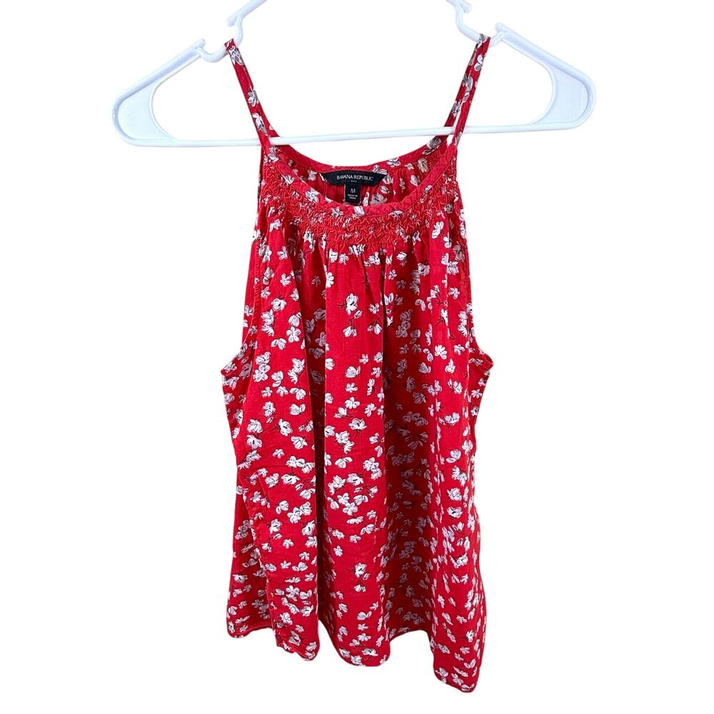 Banana Republic Tank Top Womens Size M Red Floral Shirt
